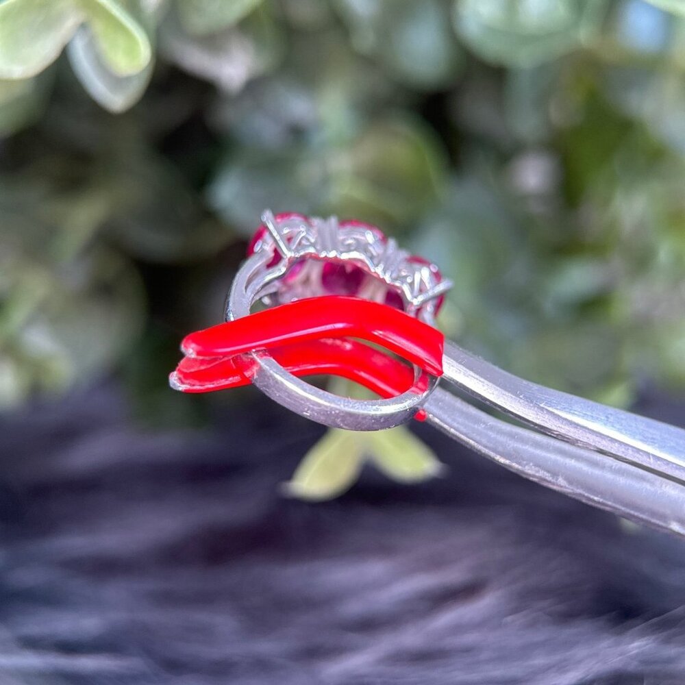 Ruby Colored Stones Silver 925 Ring - image 5